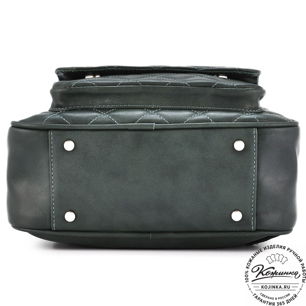 Женский кожаный рюкзак "Гермиона" (зелёная гладкая кожа)